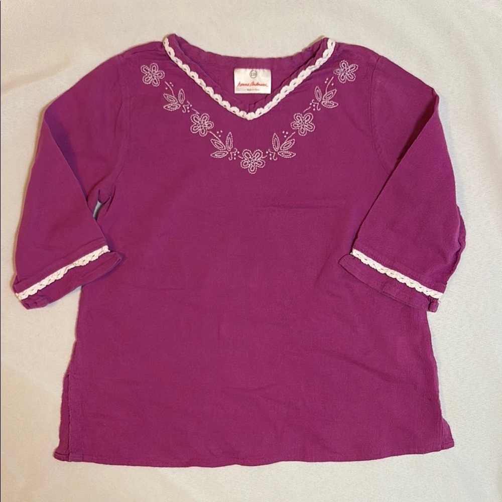 Hanna Andersson Purple Kids Blouse with White Trim